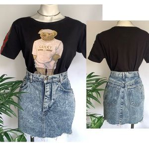 v i n t a g e :: Gitano Distressed Acid Wash Denim Mini Skirt
